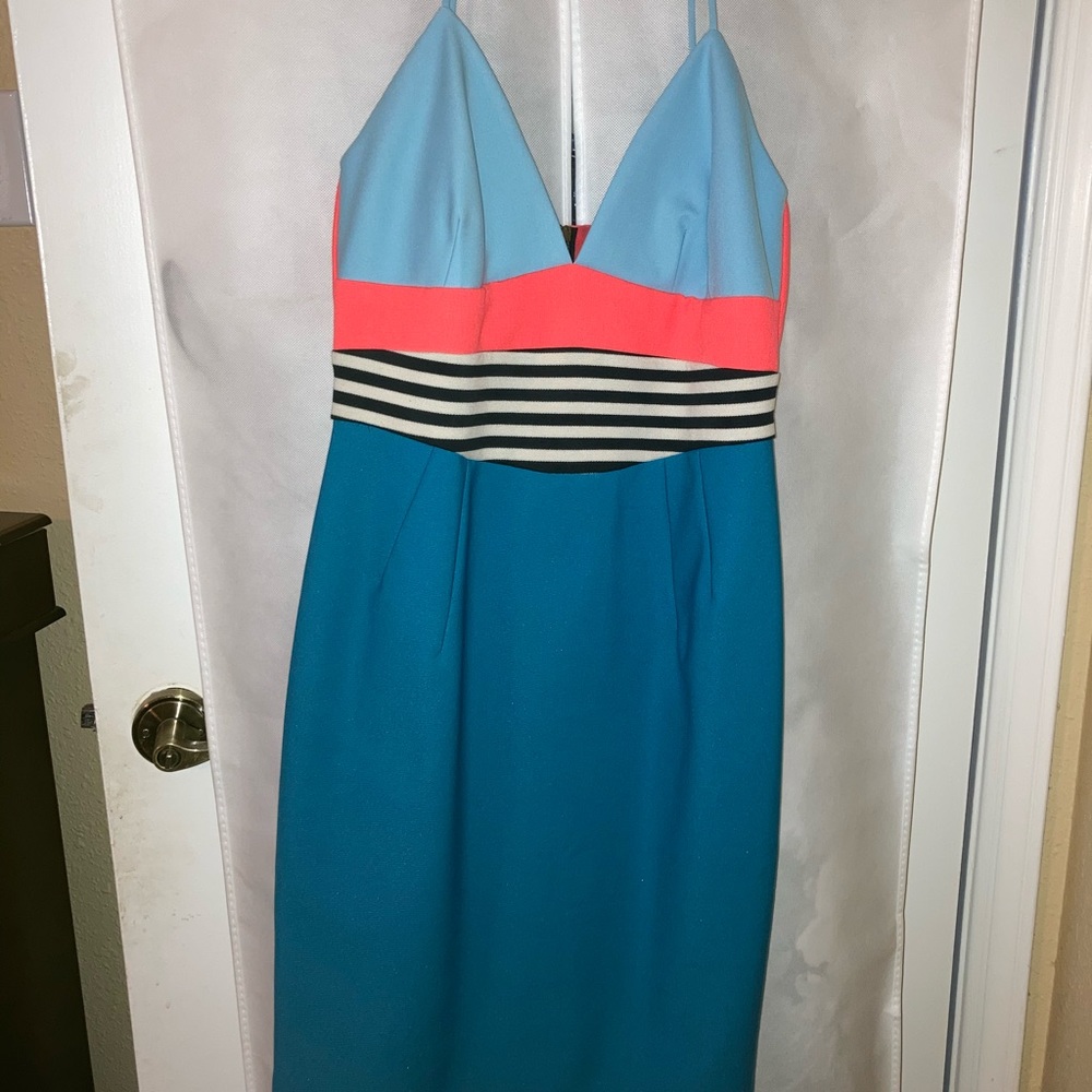 L’Agence V-neck color block dress